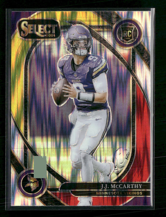 J.J. McCarthy 2024 Panini Select #246 Red & Yellow Prizm Shock
