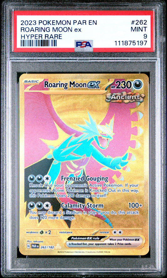 Roaring Moon Ex 2023 Pokemon Par En-Paradox Rift #262 Hyper Rare PSA 9 - Front