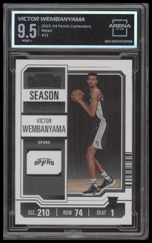 Victor Wembanyama 2023-24 Panini Contenders #11 Season Ticket Retail Graded 9.5