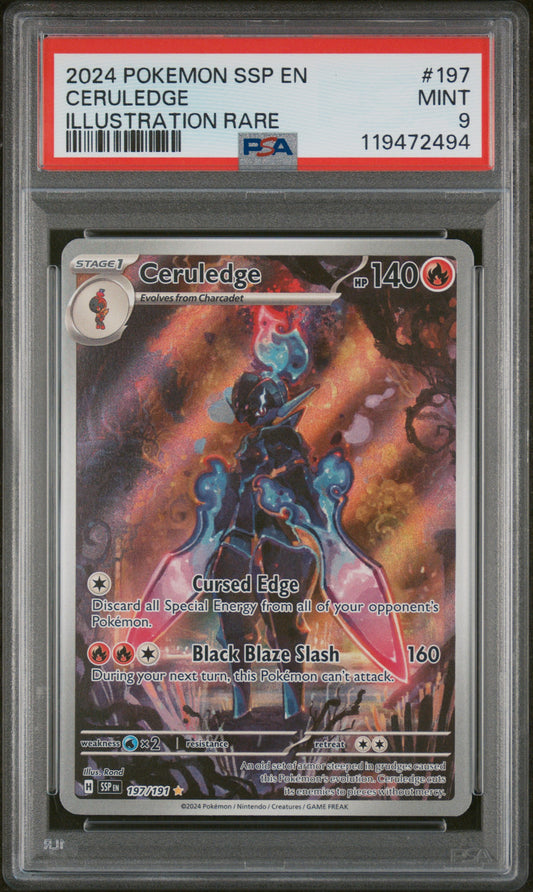 Ceruledge 2024 Pokemon Ssp En-Surging Sparks #197 Illustration Rare PSA 9