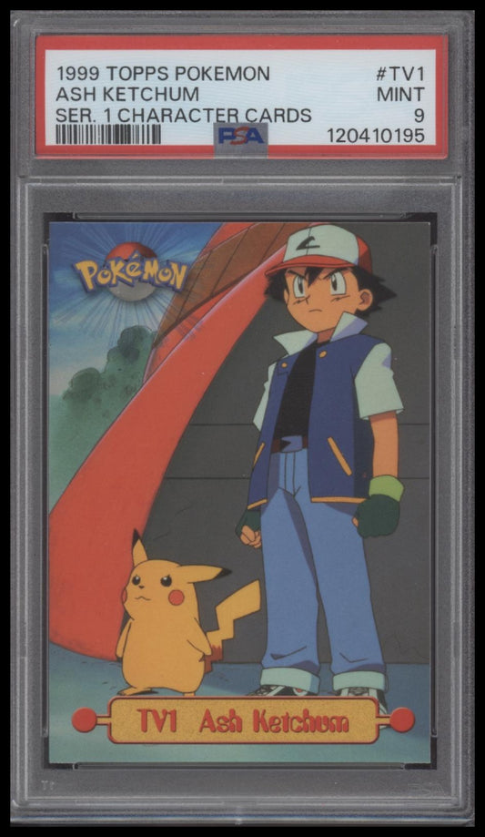 Ash Ketchum 1999 Topps Pokemon Series 1 Character Cards #TV1 PSA 9