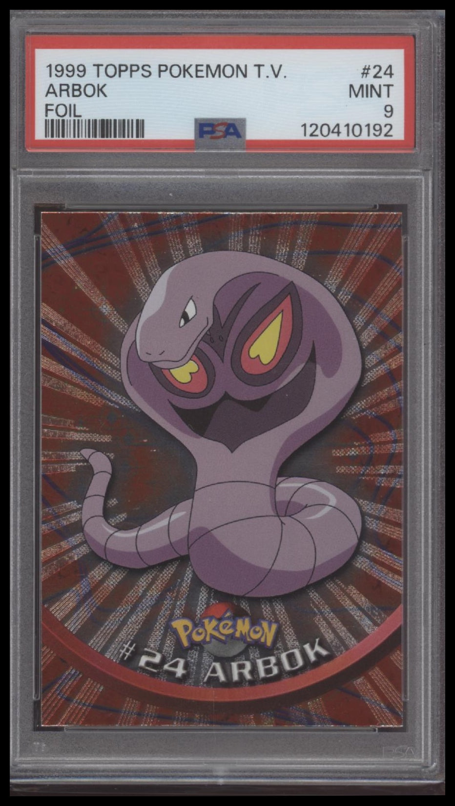 Arbok 1999 Topps Pokemon Tv #24 Foil PSA 9