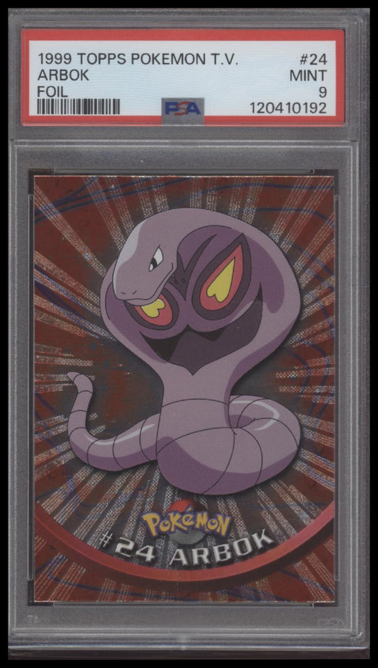 Arbok 1999 Topps Pokemon Tv #24 Foil PSA 9