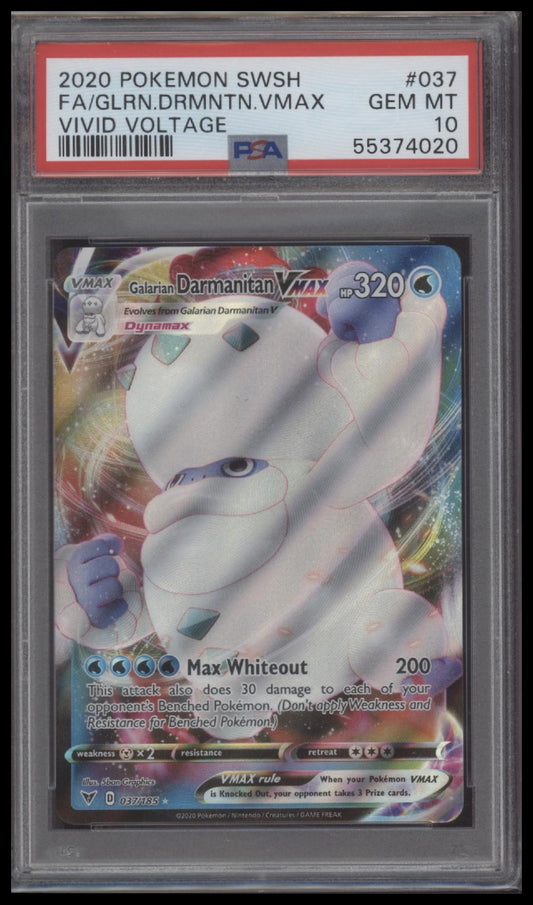 Galarian Darmanitan Vmax 2020 Pokemon Sword & Shield Vivid Voltage #037 PSA 10