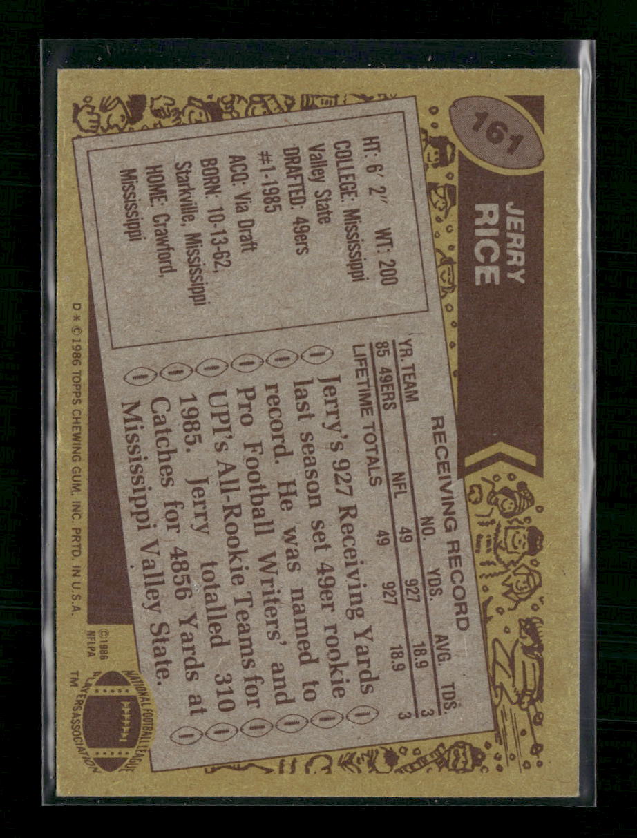 Jerry Rice 1986 Topps #161