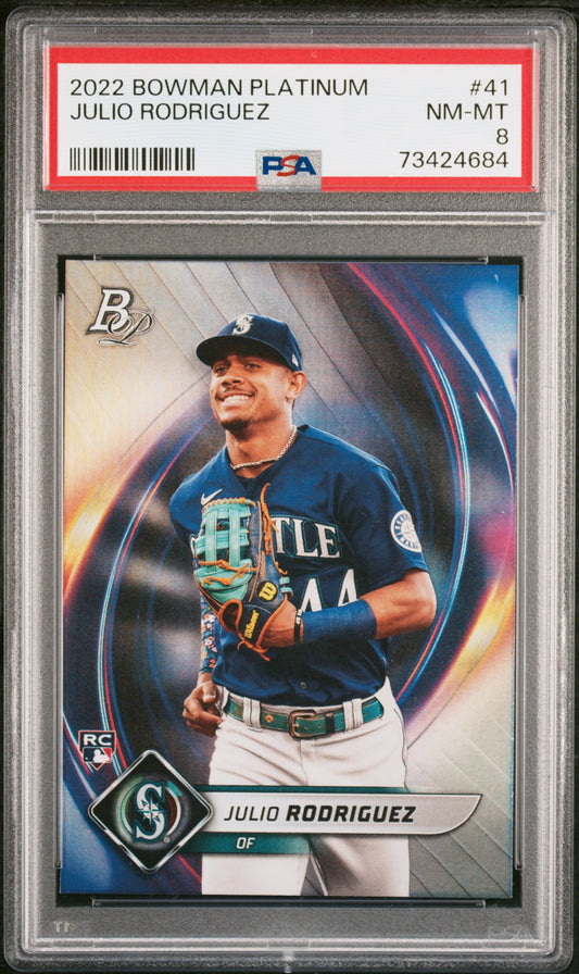 Julio Rodriguez 2022 Bowman Platinum #41 PSA 8
