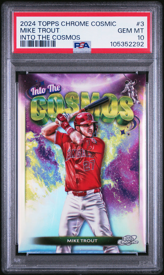 Mike Trout 2024 Topps Chrome Cosmic Into The Cosmos #3 PSA 10