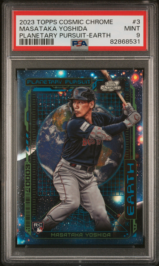 Masataka Yoshida 2023 Topps Cosmic Chrome Planetary Pursuit Earth PSA 9