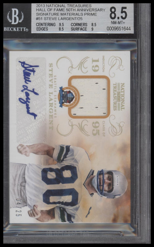 Steve Largent/25 2013 Panini National Treasures Signature Materials BGS 8.5