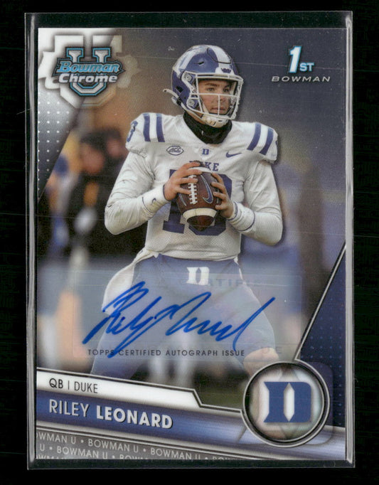 Riley Leonard 2023 Bowman University Chrome #6 Chrome Prospect Autographs