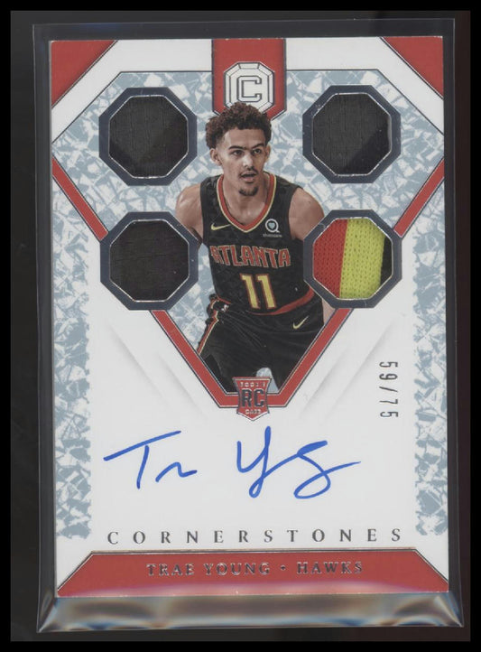 Trae Young 2018-19 Panini Cornerstones #155 Crystal #/75 RPA