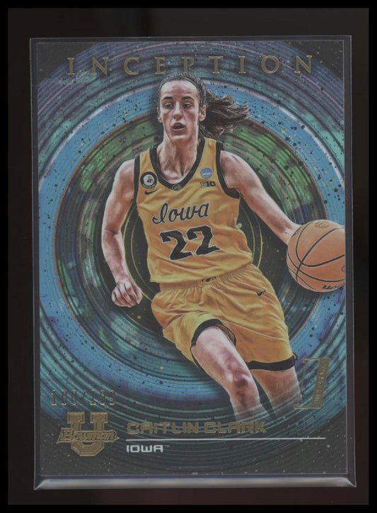 Caitlin Clark 2022-23 Bowman University Inception #68 Aqua Foil #/199