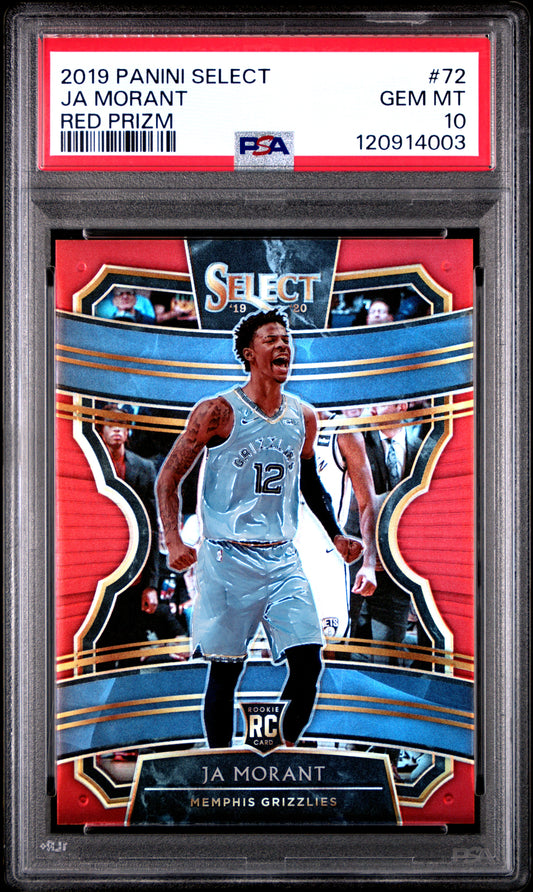 Ja Morant 2019 Panini Select #72 Red Prizm PSA 10