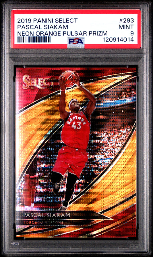 Pascal Siakam 2019 Panini Select #293 Neon Orange Pulsar Prizm PSA 9