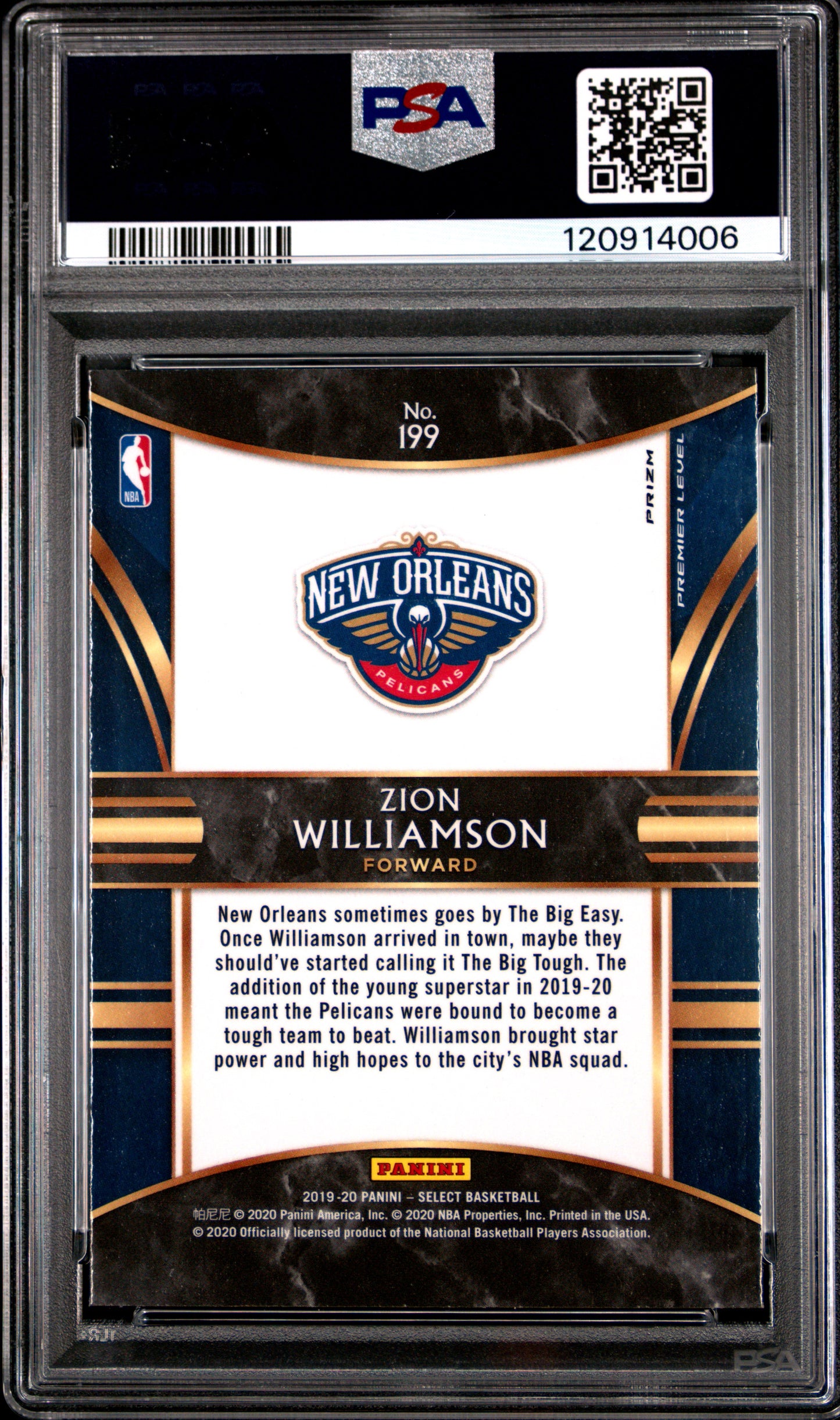 Zion Williamson 2019 Panini Select #199 Scope Prizm PSA 9