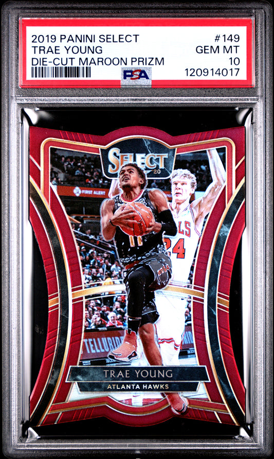 Trae Young 2019 Panini Select #149 Die-Cut Maroon Prizm PSA 10