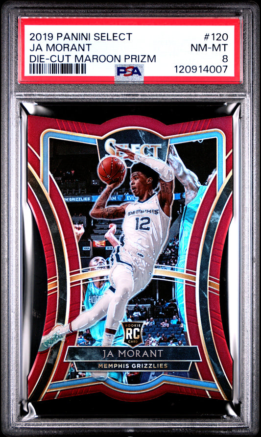 Ja Morant 2019 Panini Select #120 Die-Cut Maroon Prizm PSA 8