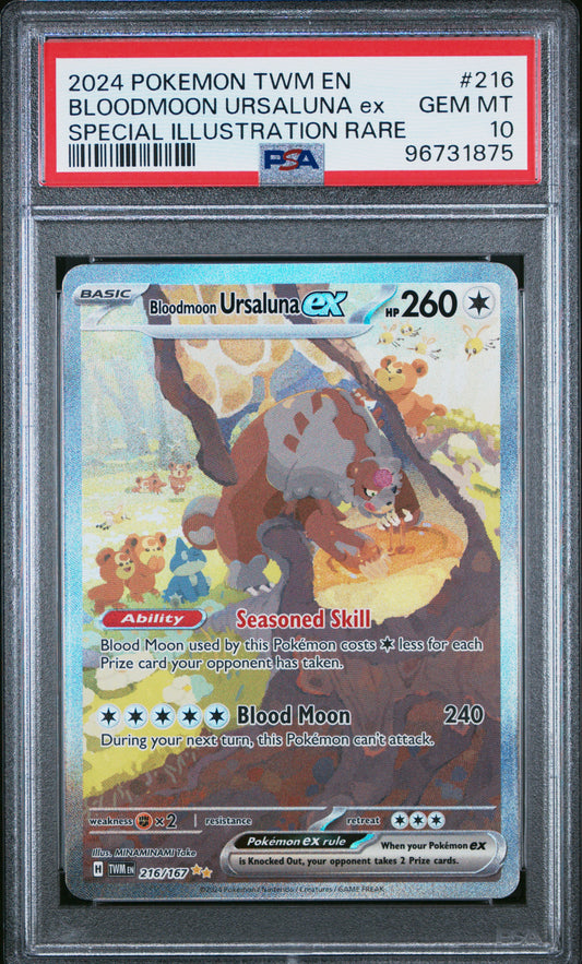 Bloodmoon Ursaluna Ex 2024 Pokemon Twm En-Twilight Masquerade #216 PSA 10