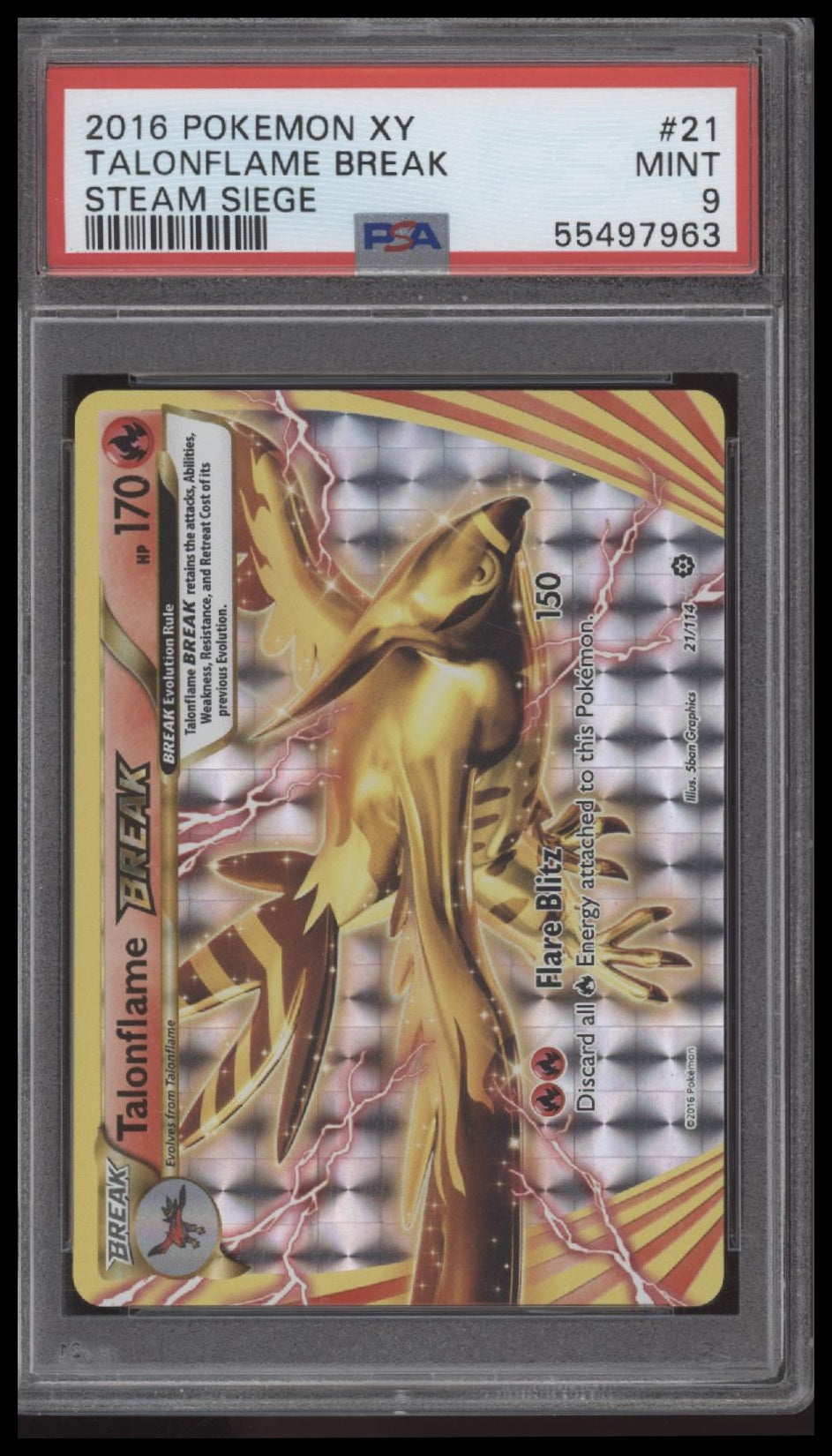 Talonflame Break 2016 Pokemon Xy Steam Siege #21 Steam Siege PSA 9