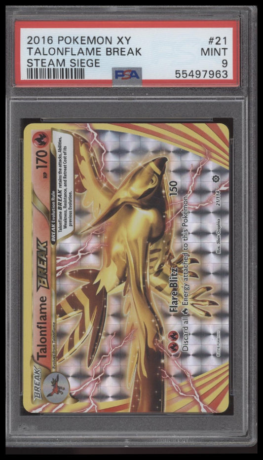 Talonflame Break 2016 Pokemon Xy Steam Siege #21 Steam Siege PSA 9