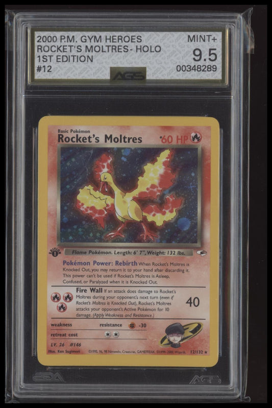 Rocket's Moltres Gym Heroes #012/132 (1st Edition) Graded 9.5