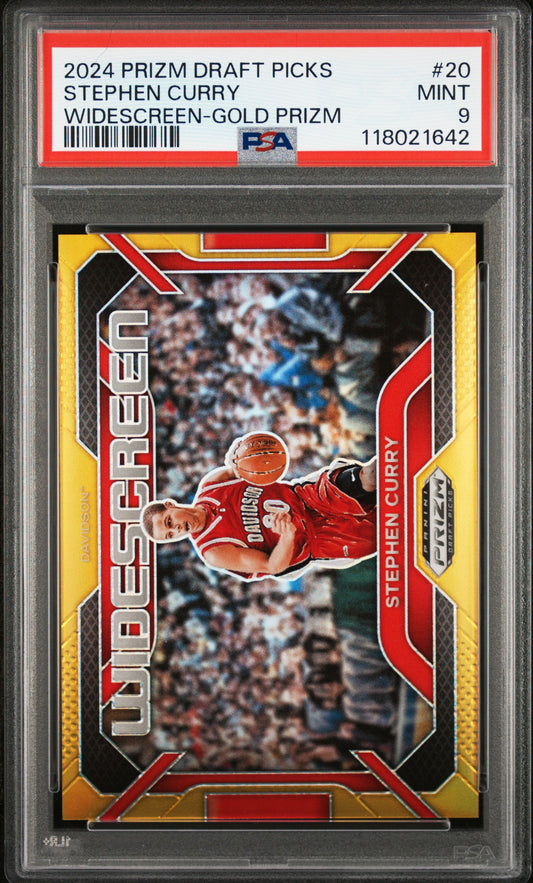 Stephen Curry 2024 Panini Prizm Draft Picks #20 Widescreen-Gold Prizm PSA 9