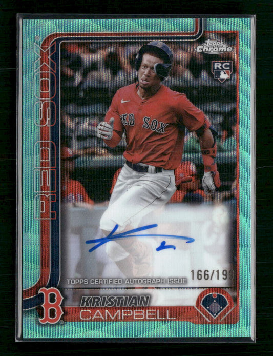 Kristian Campbell 2025 Topps #RA-KC Rookie Auto Aqua Wave Refractors #/199