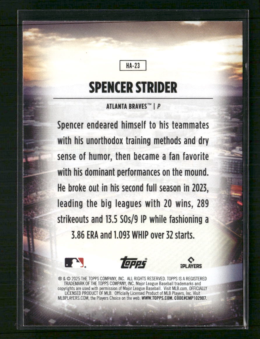 Spencer Strider 2025 Topps #HA-23 Home Field Advantage