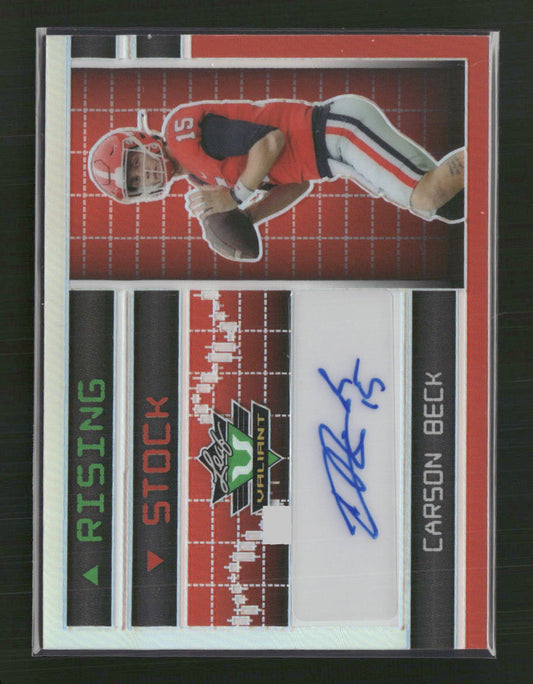 Carson Beck 2023 Leaf Rising Stock Autographs Prismatic Red #VRS-CB1 #/9