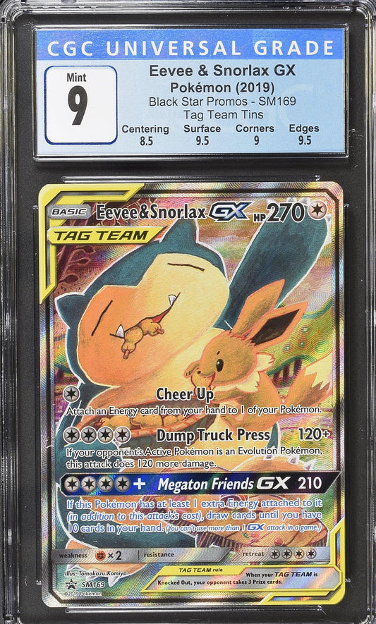 Eevee & Snorlax GX 2019 Black Star Promos #SM169 CGC 9