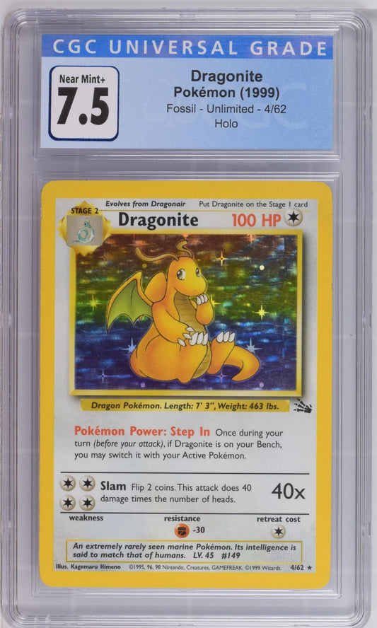 Dragonite 1999 Fossil #4/62 CGC 7.5