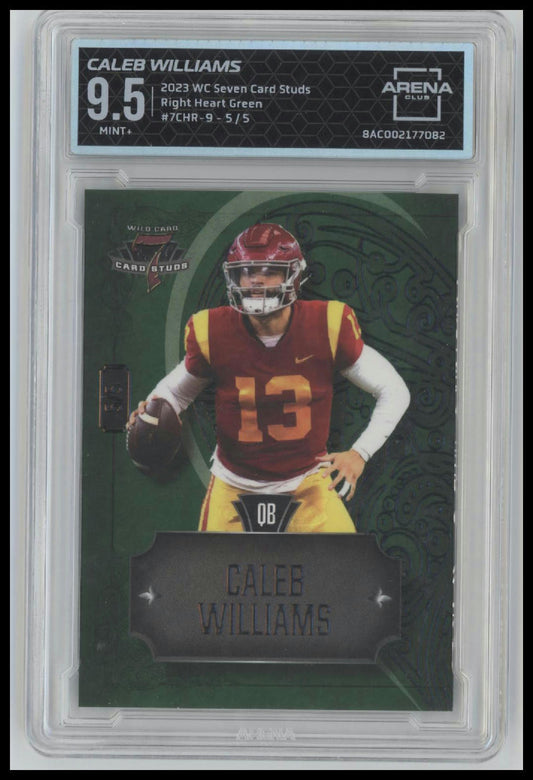 Caleb Williams 2023 Wild Card 7 Right Heart Silver Foil Green #7CHR-9 /5 AC 9.5