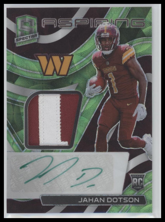 Jahan Dotson 2022 Panini Spectra #APA-JDO Patch Autographs Neon Green #/35