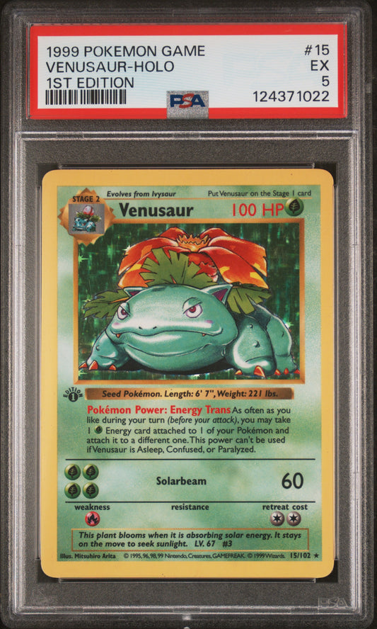 Venusaur-Holo 1999 Pokemon Game #15 1st Edition PSA 5