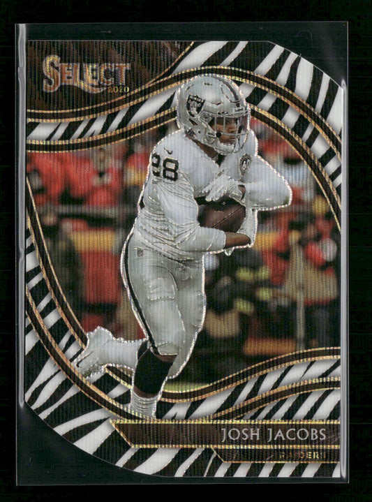 Josh Jacobs 2020 Panini Select #333 Zebra Prizm Die Cut