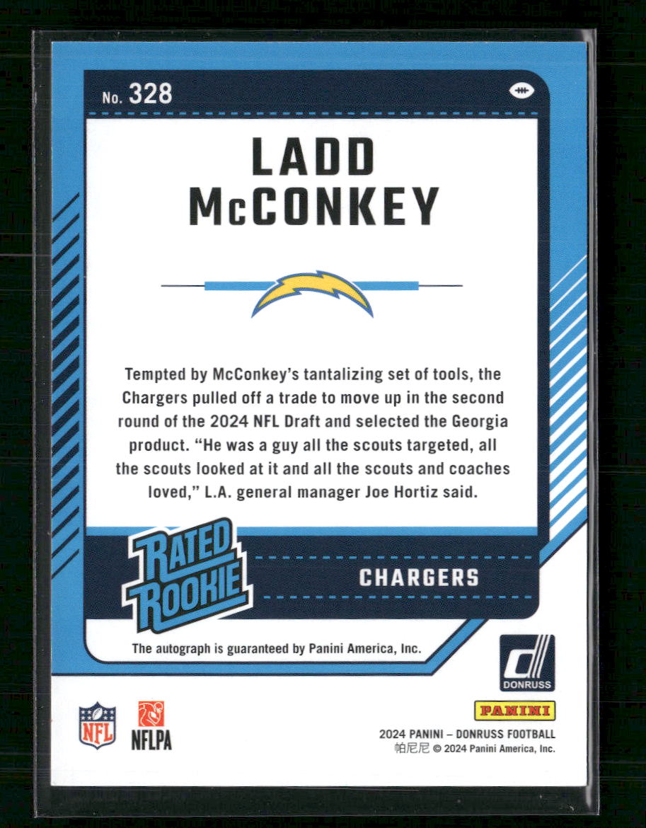 Ladd McConkey 2024 Donruss #328 Rated Rookies Autograph