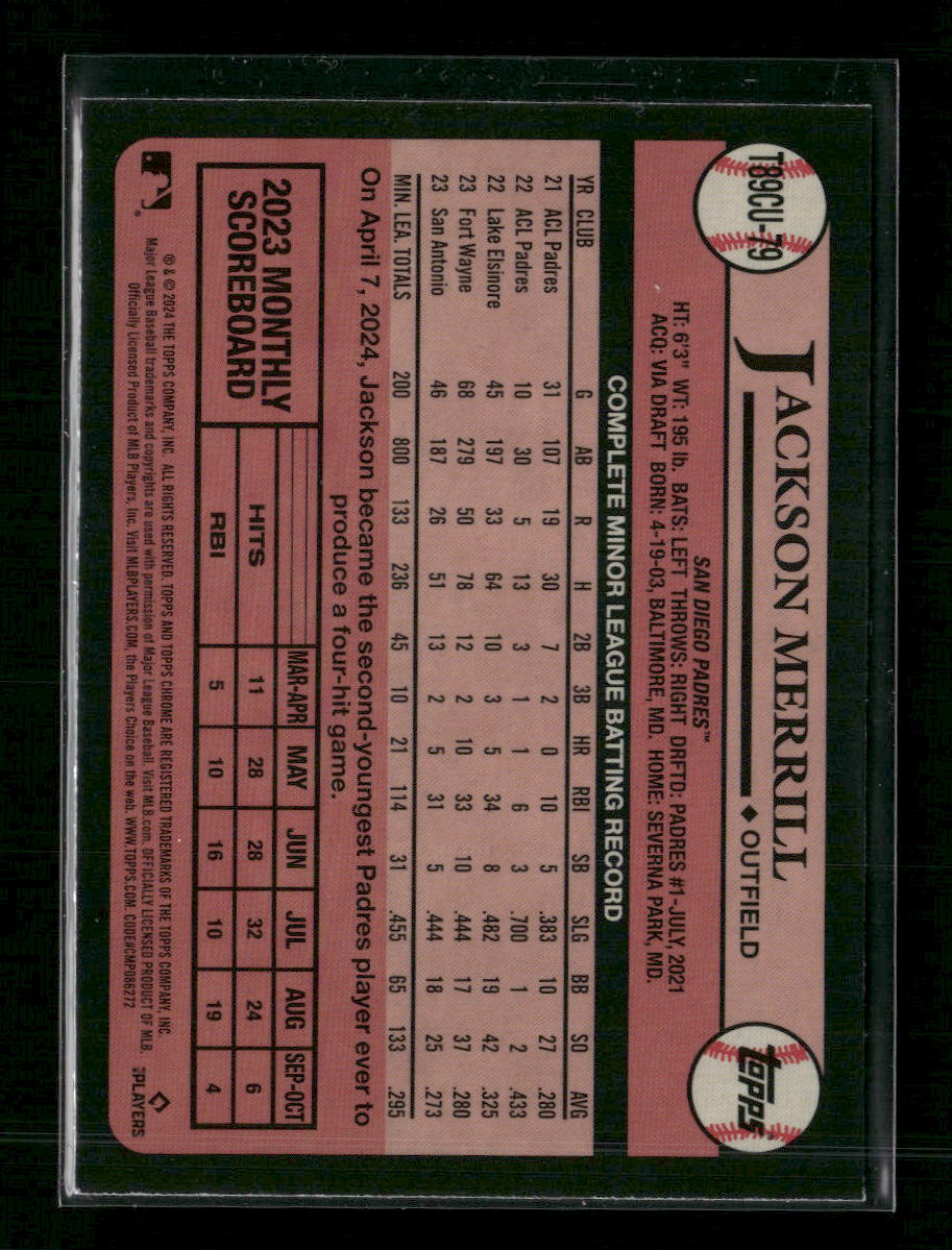 Jackson Merrill 2024 Topps #T89CU-79 1989 Topps 35th Anniversary Chrome