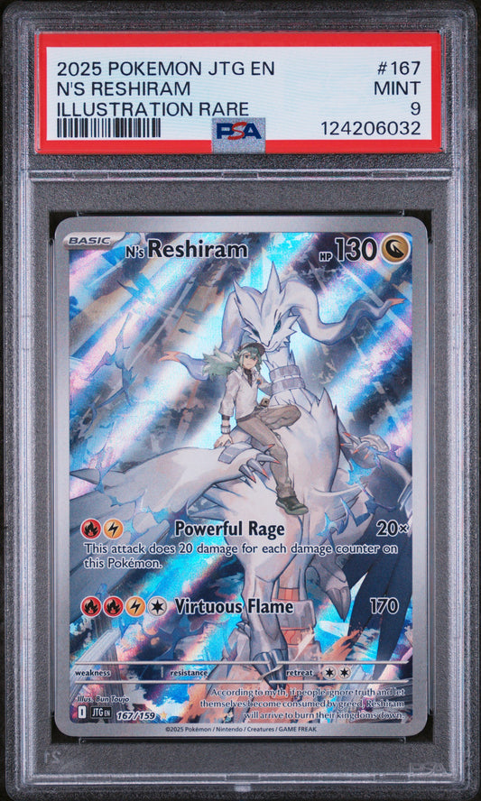 N'S Reshiram 2025 Pokemon Jtg En-Journey Together #167 Illustration Rare PSA 9