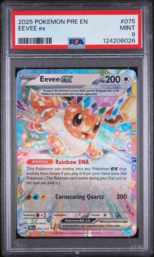 Eevee Ex 2025 Pokemon Pre En-Prismatic Evolutions #075 PSA 9