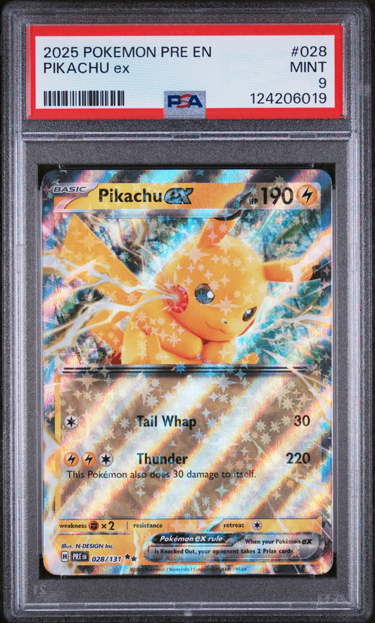 Pikachu Ex 2025 Pokemon Pre En-Prismatic Evolutions #028 PSA 9