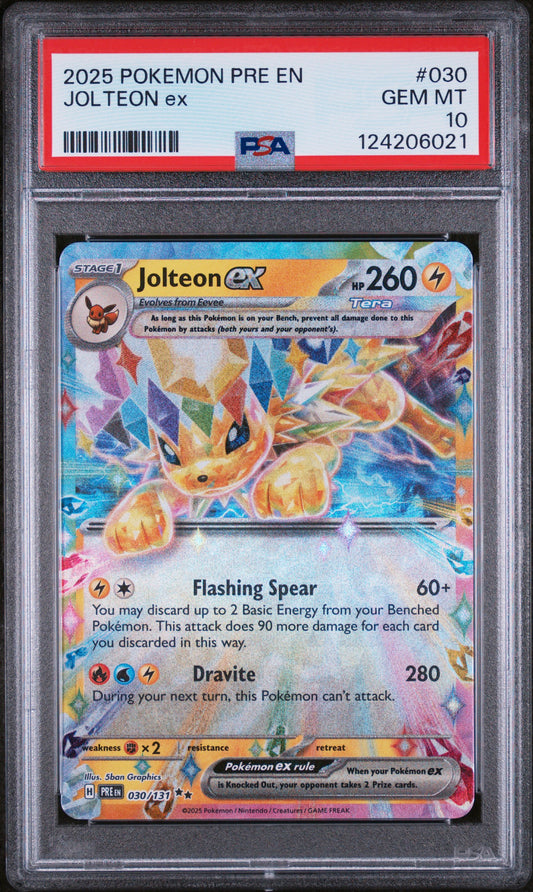 Jolteon Ex 2025 Pokemon Pre En-Prismatic Evolutions #030 PSA 10