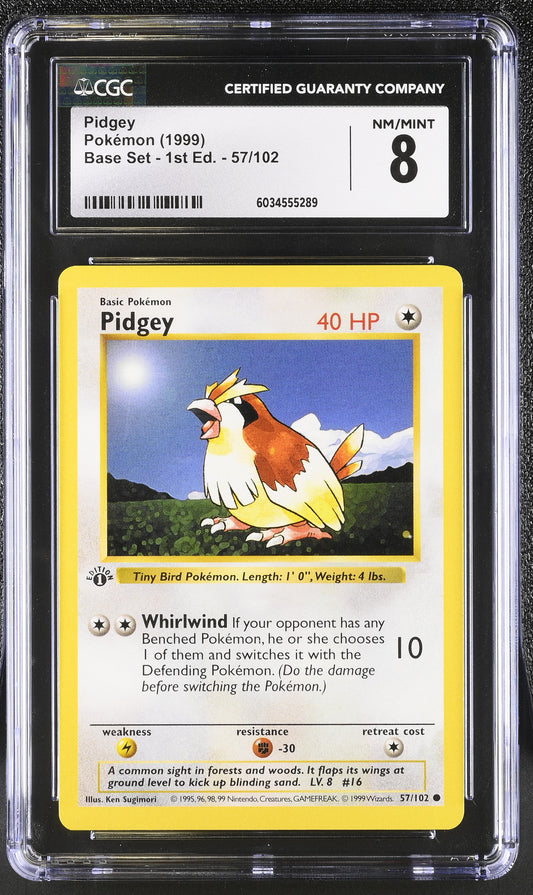 Pidgey 1999 Base Set - 1st Ed. #57/102 CGC 8