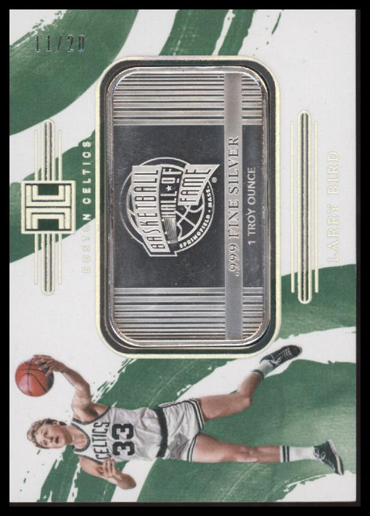 Larry Bird 2022-23 Panini Impeccable #10 Silver HOF Logo #/20