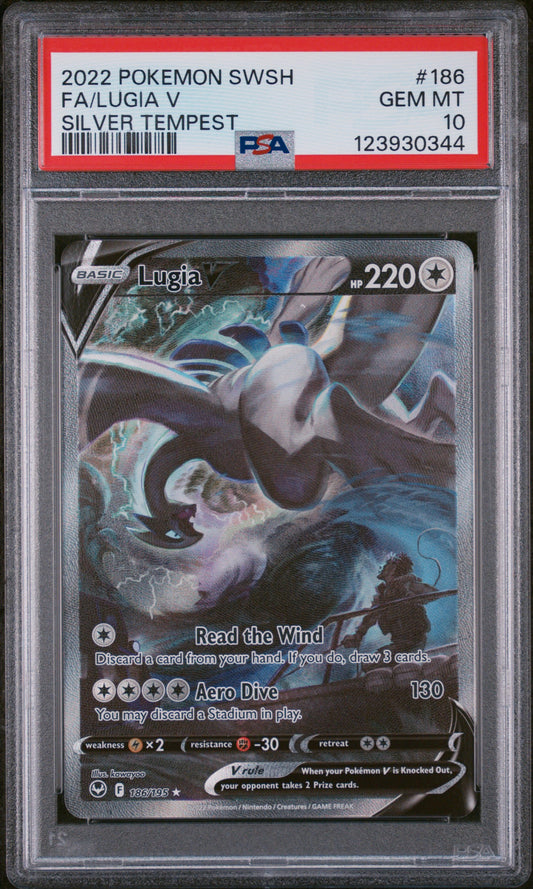 Fa/Lugia V 2022 Pokemon Sword & Shield Silver Tempest #186 Silver Tempest PSA 10
