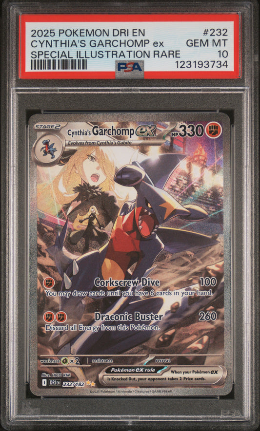 Cynthia's Garchomp Ex 2025 Pokemon Destined Rivals #232 SIR PSA 10