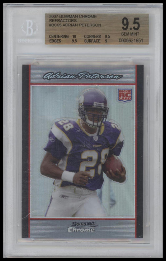 Adrian Peterson 2007 Bowman Chrome Refractors #65 BGS 9.5