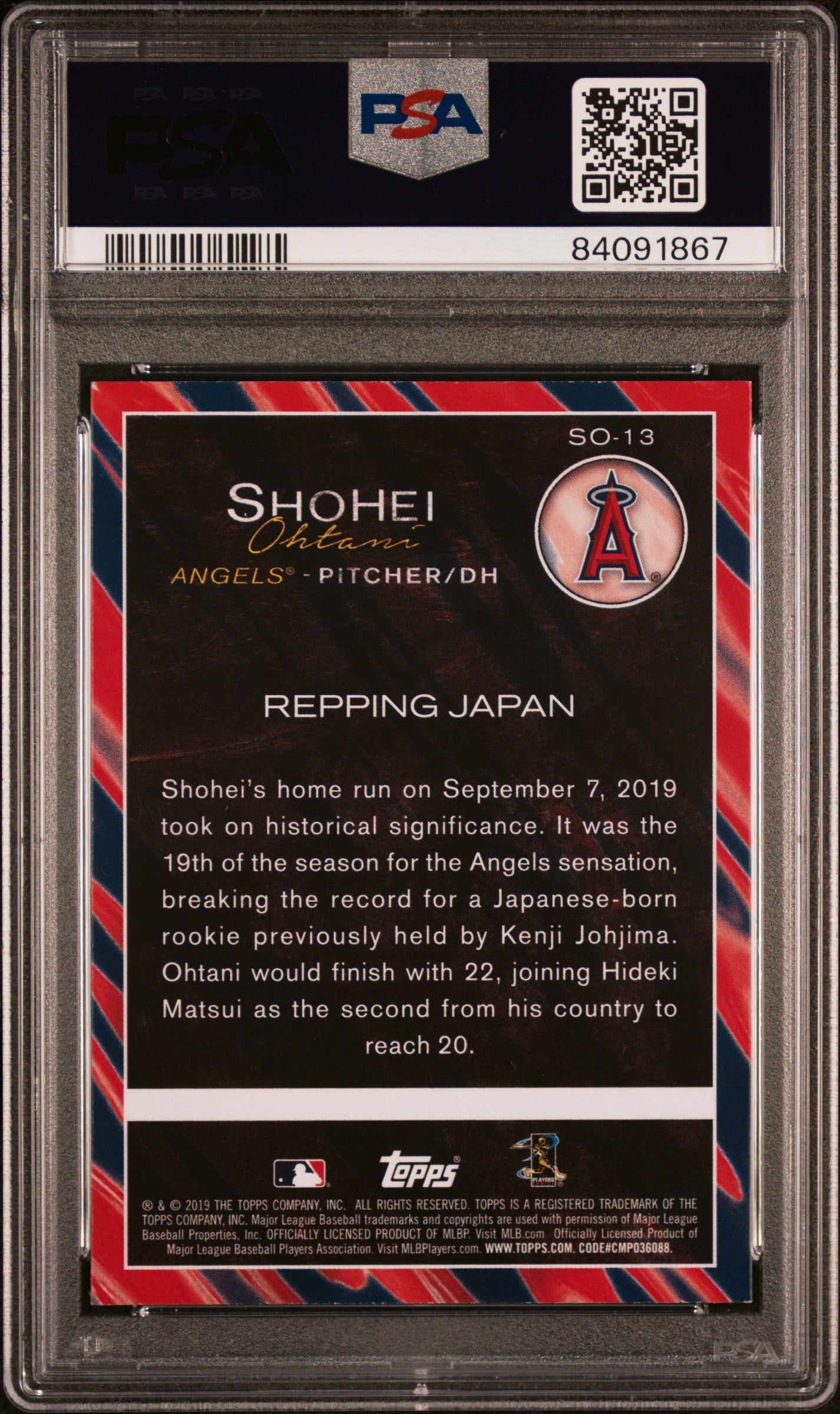 Shohei Ohtani 2019 Topps Update Shohei Ohtani Highlights #SO13 PSA 9
