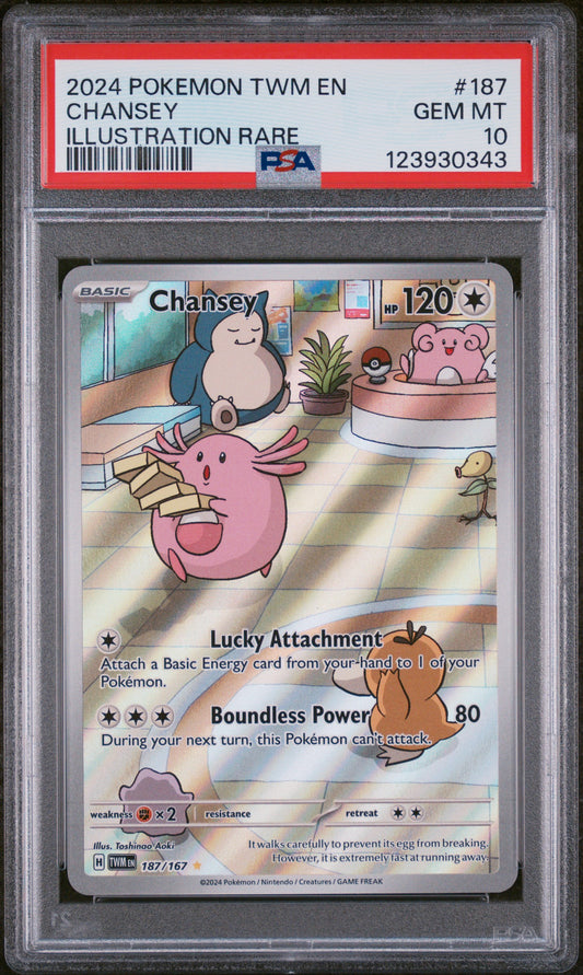 Chansey 2024 Pokemon Twm En-Twilight Masquerade #187 Illustration Rare PSA 10