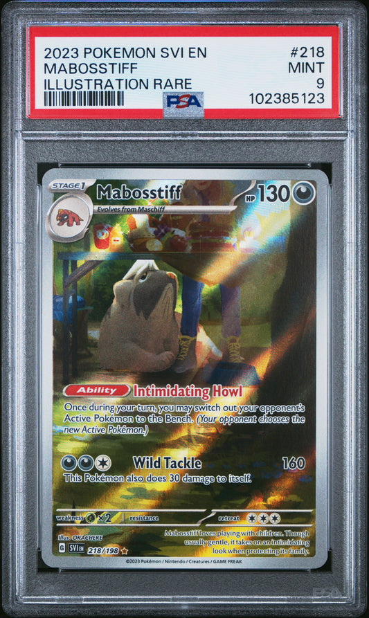 Mabosstiff 2023 Pokemon Svi En-Scarlet & Violet #218 Illustration Rare PSA 9