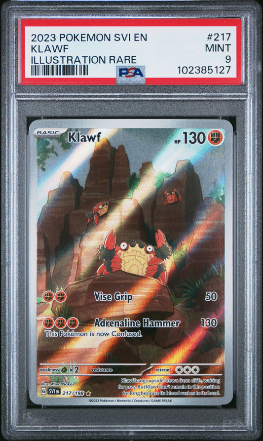 Klawf 2023 Pokemon Svi En-Scarlet & Violet #217 Illustration Rare PSA 9
